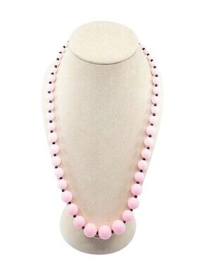 A2002 Vintage 80s 90s Bubblegum Pink Acrylic Lucite Beaded Necklace 11"
